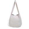 FATMOON Women's Crochet Tote Bag Knit Shoulder bag,Aesthetic Bag,Cute Eco-Friendly Tote for Travel,Daily Use,Gift Box Packaging, Khaki - 2 of 4