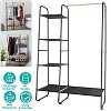 NewHome"Metal Garment Rack with Hanging Rod & 5 Mesh Shelves for Clothes, Shoes, and Accessories"Black - 2 of 4