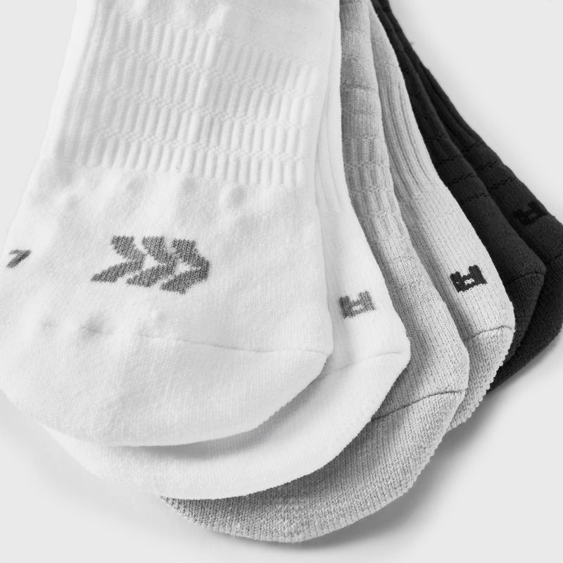 Women&#39;s 3pk Mesh Striped No Show Tab Athletic Socks - All In Motion&#8482; White/Light Gray/Dark Gray 4-10, 4 of 5