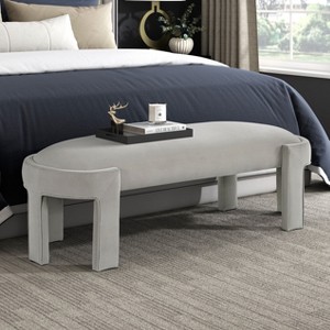 Sapphtopaz Modern Ottoman Bench with Velvet Upholstered Oval Vanity Stool with Sturdy Frame Comfy End of Bed Bench for Living Room, Entryway - 1 of 4