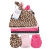 Hudson Baby Infant Boy Cotton Cap and Scratch Mitten Set, Leopard, 0-6 Months - 2 of 4