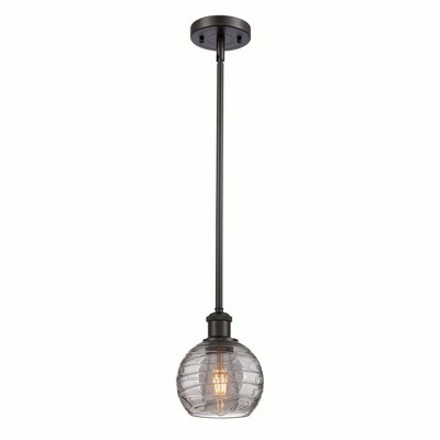 Athens Deco Swirl - 1 Light Stem Hung Mini Pendant In Industrial Style-8 Inches Tall and 6 Inches Wide