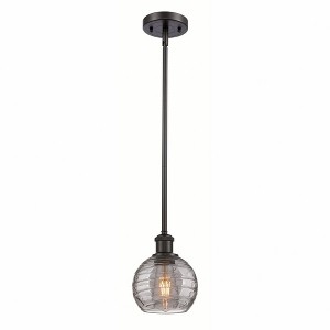 Athens Deco Swirl - 1 Light Stem Hung Mini Pendant In Industrial Style-8 Inches Tall and 6 Inches Wide - 1 of 1