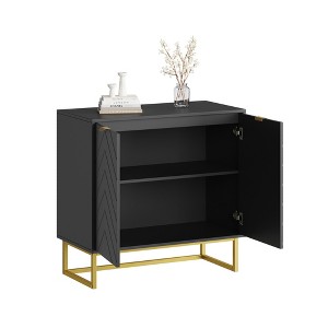 31.5 In Modern Sideboard Buffet Cabinet,Wood Accent Storage Cabinet with Herringbone Doors & Shelf,Credenza Console Table for Dining Room Living Room - 1 of 4