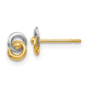 Black Bow Jewelry 5mm Two Tone Love Knot Post Earrings in 14k Gold and Rhodium - 1 of 4