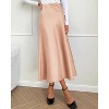 Women's 2025 Satin Midi Skirt - Elegant High Waist A-Line for Cocktail & Wedding Events Champagne - 2 of 4