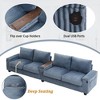 133" Corduroy Modern Sofa with USB Ports, Hidden Storage Arms & Cup Holders, 4-Seater Sofa Couch for Living Room - ModernLuxe - 4 of 4