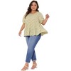 Agnes Orinda Women's Plus Size Short Sleeve Crew Neck Floral Casual Babydoll Blouses - 3 of 4