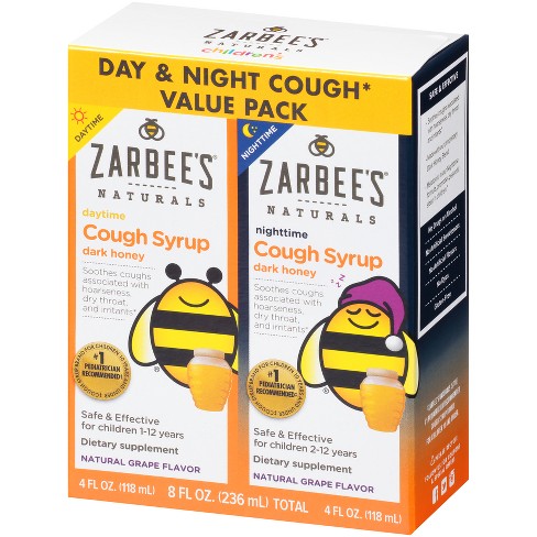 Zarbee S Naturals Children S Daytime Nighttime Cough Syrup Natural Grape 4 Fl Oz 2pk Target