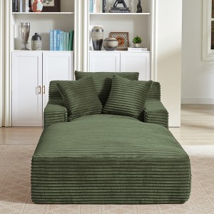 Oversized Corduroy Modern Chaise Lounge Chair Sofa Couch with No Assembly Required, Comfy, and Ergonomic - 1 of 4