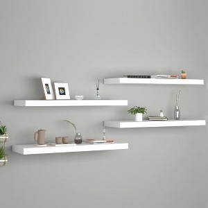 Wall Shelf Set of 4 White Honeycomb MDF, Metal 31.5x9.3x1.5 in - 1 of 4