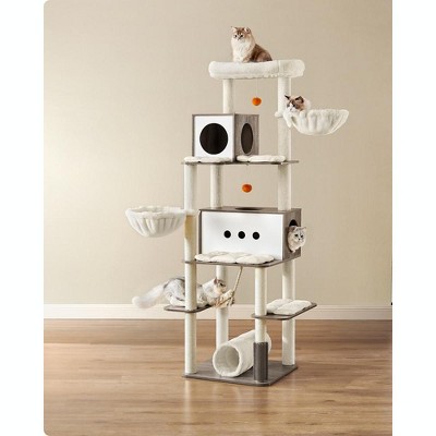 Heather Greige Multi-Level Cat Tower with Sisal Posts