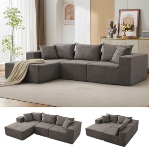 107" L Shaped Convertible Sectional Sofa, Upholstered Modular Sofa with Deep Seat, No Assembly Required Sleeper Sofa for Living Room - 1 of 4