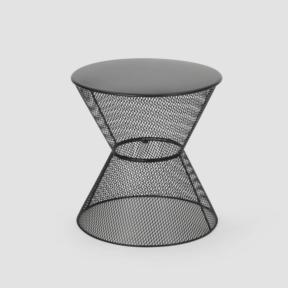 Nevada Iron Modern Side Table Matte Black - Christopher Knight Home: Weather-Resistant, Round Patio Accent Table