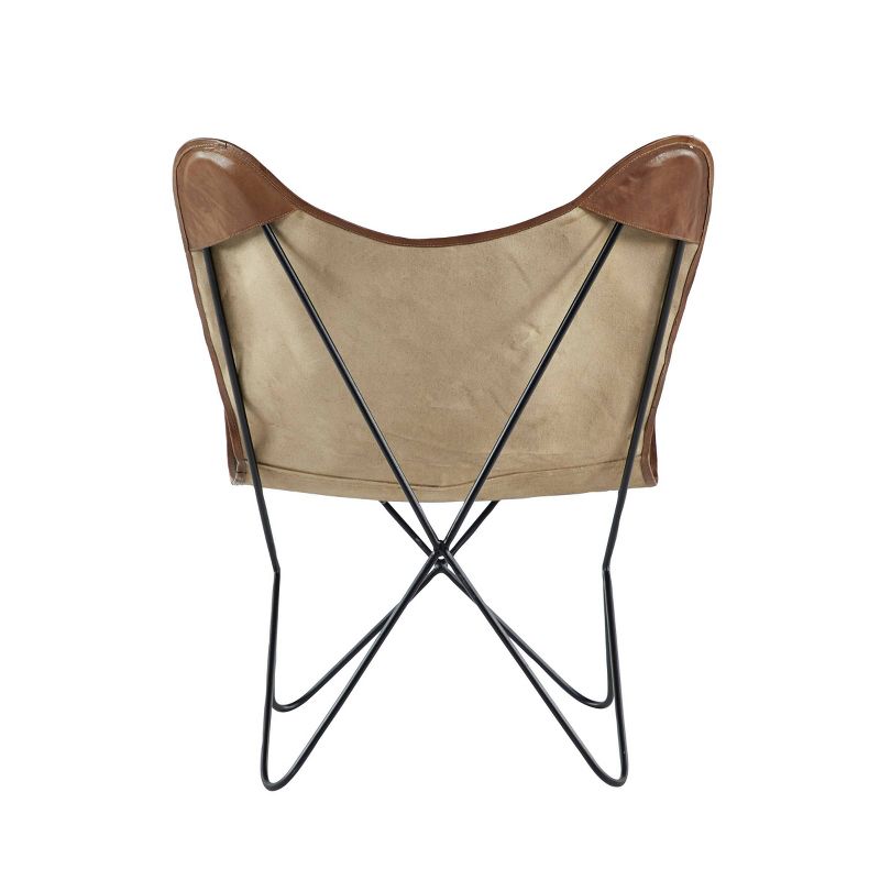 Rustic Canvas and Leather Boulangerie Butterfly Accent Chair Light Brown - Olivia &#38; May, 5 of 7