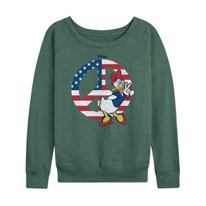 Women's - Disney - Americana Lightweight French Terry Wide Neck Long Sleeve Shirt - 1 of 4