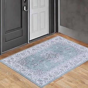 Vintage Rug Oriental Floral Print Floor Cover Machine Washable Indoor Persian Area Rug - 1 of 4