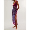 Nmoder  Lace Patchwork Maxi Dress - V-Neck Cutout & Backless Slit Bodycon Party Dress for Small Chest - 2 of 4