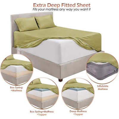 Sage Olive Green King Microfiber 7-Piece Deep Pocket Sheet Set