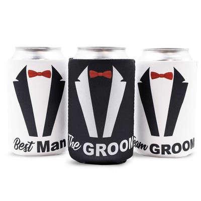  12-Pack Bachelor Party Can Cooler Sleeves, 12 oz Insulated Beer Koozies Neoprene Holder for Groomsman Party Favors 