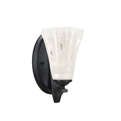 Toltec Lighting Zilo 1 - Light Sconce in  Matte Black with 5.5" Fluted Frosted Crystal Shade