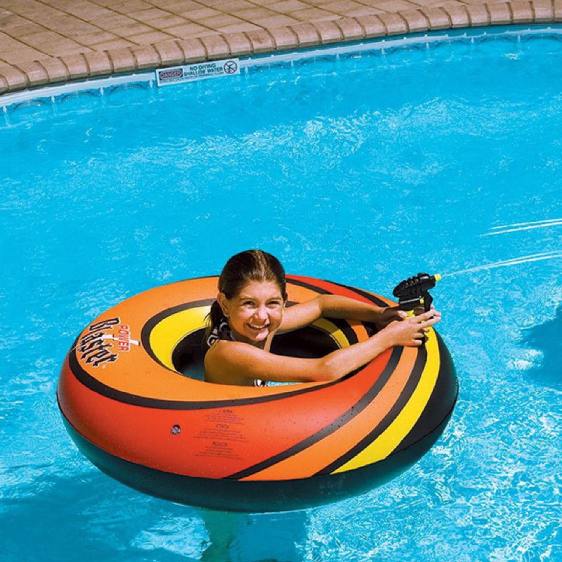 Swim Central 42" Orange and Black Inflatable Power Blaster Swimming Pool Inner Tube, 1 of 2