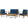 4-Piece Wood Patio Conversation Set with Cushioned, Outdoor Seating for Patio, Deck, Backyard, or Porch-The Pop Home - 3 of 4