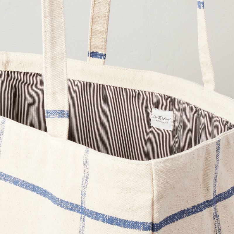 Distressed Grid Lines Market Bag Blue/Natural - Hearth &#38; Hand&#8482; with Magnolia, 4 of 5