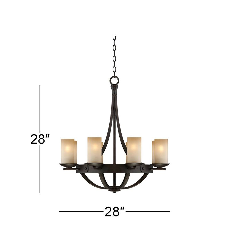 Franklin Iron Works Sperry Bronze Chandelier 28" Wide Rustic Farmhouse Cylinder Scavo Glass Shade 8-Light Fixture for Dining Room House Kitchen Island, 4 of 10