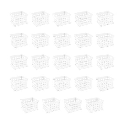 Sterilite 1695 Stackable Mini Storage Crate Organizers with Integrated Handles for Home, Office, Dorm, and Utility Areas, White, (48 Pack)