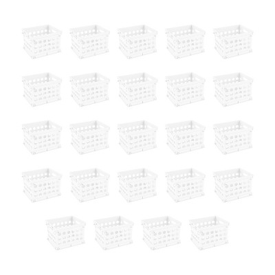 Sterilite 1695 Stackable Mini Storage Crate Organizers with Integrated Handles for Home, Office, Dorm, and Utility Areas, White, (48 Pack)