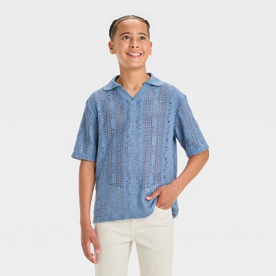 Boys' Short Sleeve Open Knit Polo Shirt - art class™