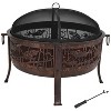 Sunnydaze Outdoor Camping or Backyard Steel Northwoods Fishing Fire Pit with Spark Screen - 30" - Bronze - 4 of 4