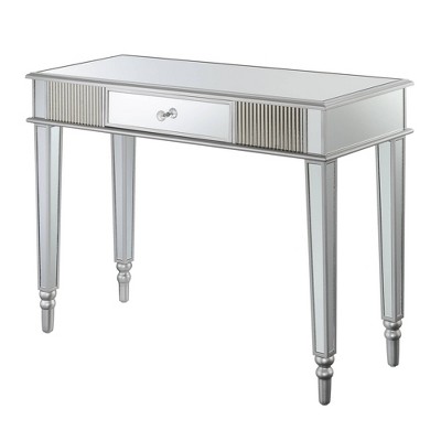 French Country 1 Drawer Mirrored Desk Console Table Silver - Breighton Home