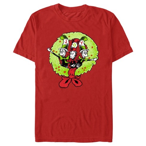 Men's Dr. Seuss The Cat in the Hat Joy Christmas Wreath T-Shirt - image 1 of 4