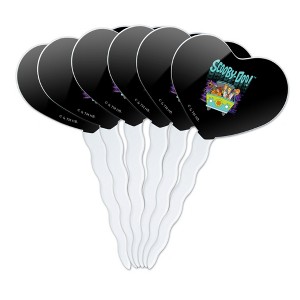 ScoobyDoo Frightened Driving Heart Love Cupcake Picks Toppers Decoration Set of 6 - 1 of 3