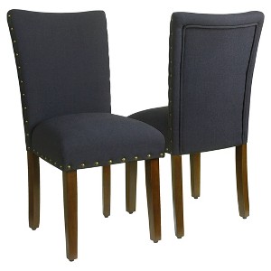 Classic Parsons Chair with Nailhead Trim - Navy - Homepop(Set of 2), Blue