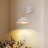 DORESshop 9 in. Cone Shade White /Black Metal Sconce Lighting with Bulbs (2-Pack), Wall Mounted Lamp for Living Room, Bedroom, or Hallway - 2 of 4
