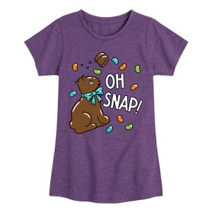 Girls' - Instant Message - Oh Snap Chocolate Bunny Fitted Short Sleeve Graphic T-Shirt - 1 of 4