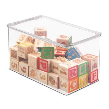 mDesign Plastic Playroom/Gaming Storage Organizer Bin Box with Hinge Lid