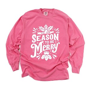 Simply Sage Market Women's Season To Be Merry Long Sleeve Garment Dyed Tee - 1 of 4