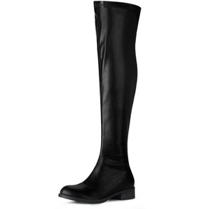 Allegra K Women's Zipped Low Block Heel Over Knee High Fashion Boots - 1 of 4
