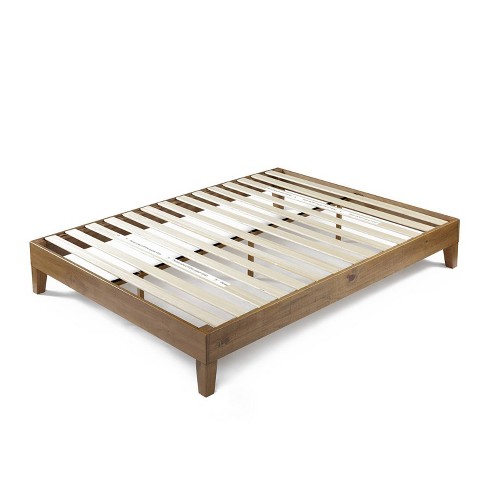 Queen Zinus 12 Inch Deluxe Wood Platform Bed Rustic Pine Finish Wood Slat Support No Boxspring Needed