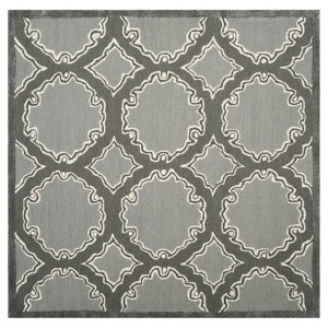 Gray Medallion Tufted Square Area Rug 5