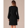 Allegra K Women's Lantern Long Sleeve Wedding Guest Crew Neck Mini Dress - 3 of 4