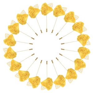 Unique Bargains Wedding Golden Leaf Rose Flower Lapel Pins for Men Suits 18 Pcs - 1 of 4
