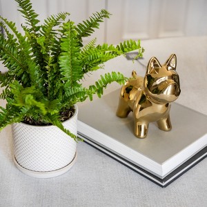 Metallic Ceramic Bulldog Figurine - Modern Ceramic Dog Statue for Home, Office, Bedroom & Living Room Decor - 8" Gold - 1 of 4