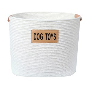 Midlee Rope Dog Toys Basket with Leather Handles - 1 of 4