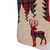 Northlight 19" Green and Red Plaid Reindeer With Forest Trees Christmas Stocking - 3 of 4