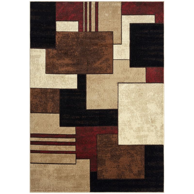 Home Dynamix Mason Contemporary Geometric Area Rug, Brown/Red, 5'2"x7'2", 1 of 3